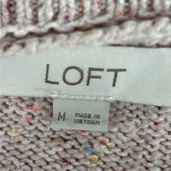 LOFT Cream with Multi Color Specs Cardigan Sweater Size Medium - Picture 4 of 5